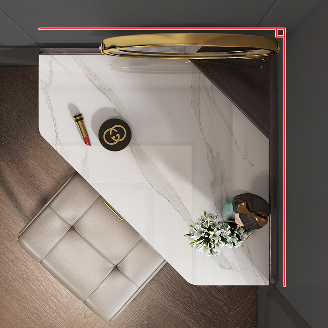 Amigo Small Corner Dressing Table, Slimline Dressing Table, With LED Mirror