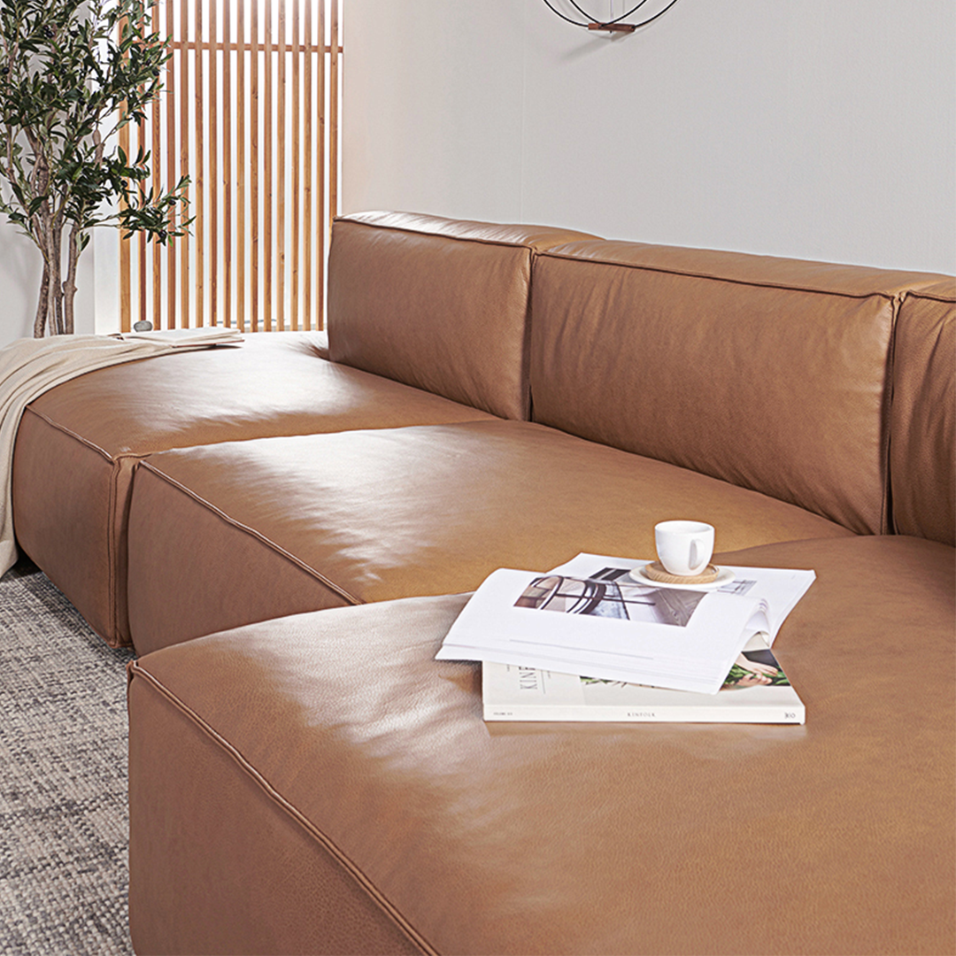 Lucian Four Seater Coner Sofa, Modular Sofa, Real Leather