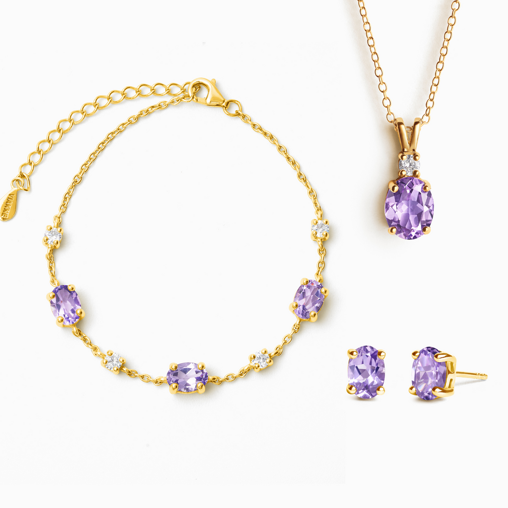 Essential Amethyst Jewellery Set in 18k Gold Vermeil