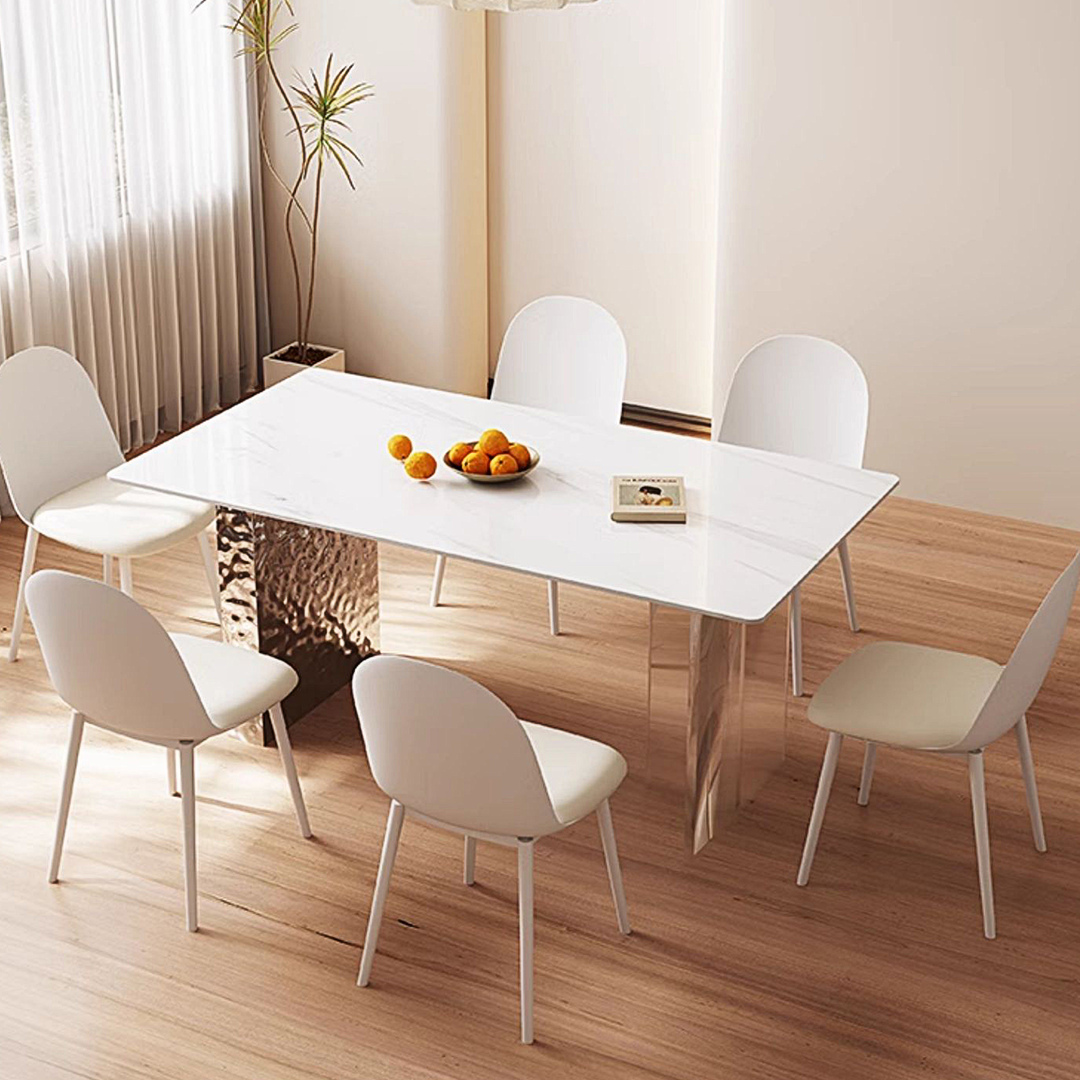 Madison Dining Table, White Sintered Stone & Acrylic