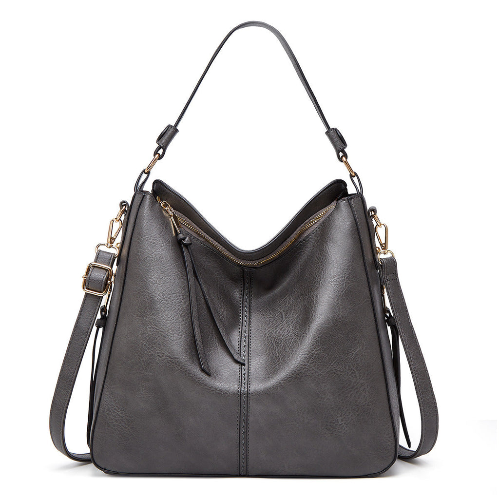 Hobos Zipper Bucket Bags With Adjustable Shoulder-strap Handbags Temperament High Capacity Messenger Shoulder Bag For Women