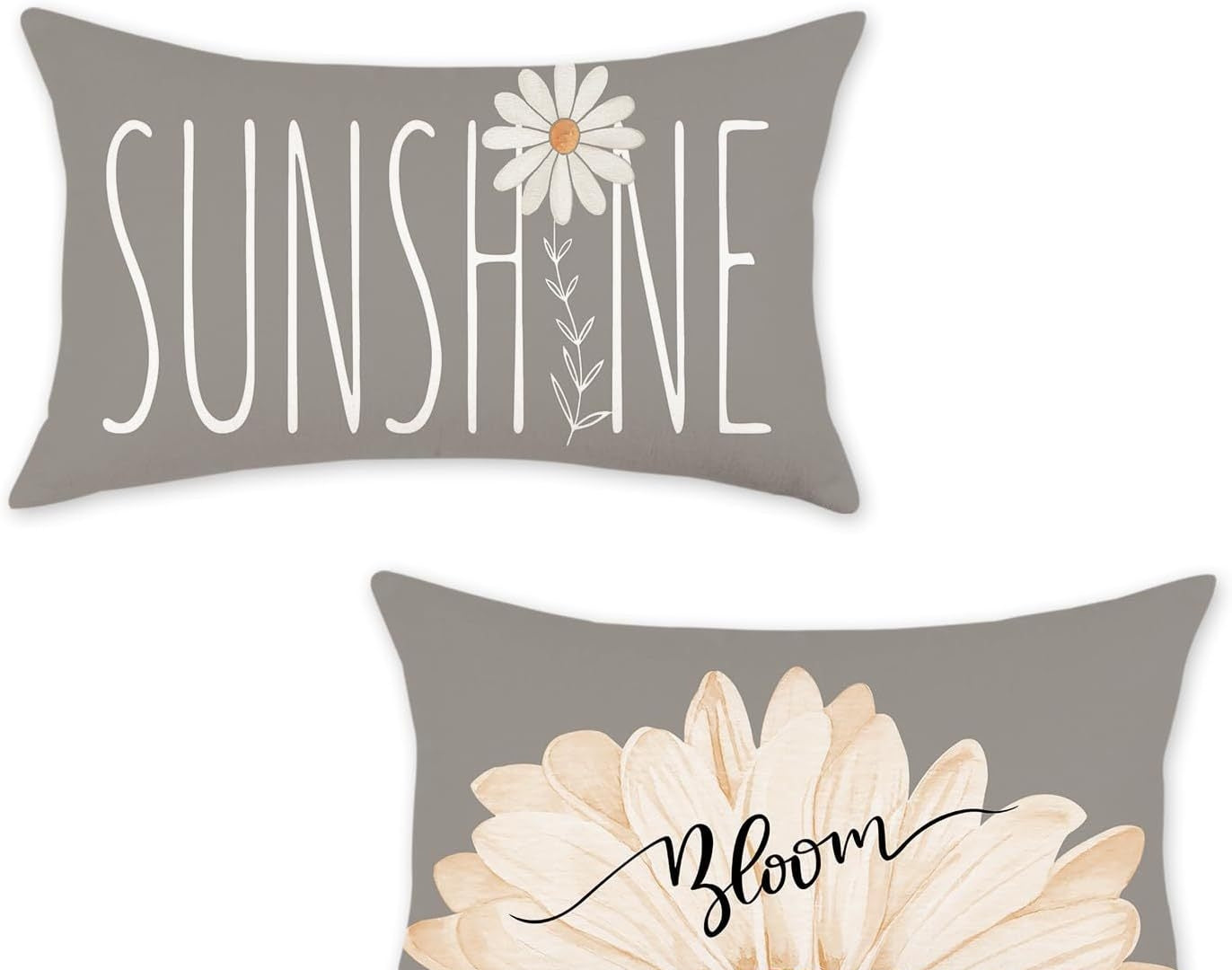Ice Cream Flower Linen Print Lumbar Cushion Cover