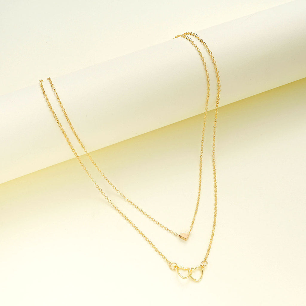Hollow Cross Heart Pendant Double-layer Necklace Cute Classic Heart Shaped Pendant Necklace For Women