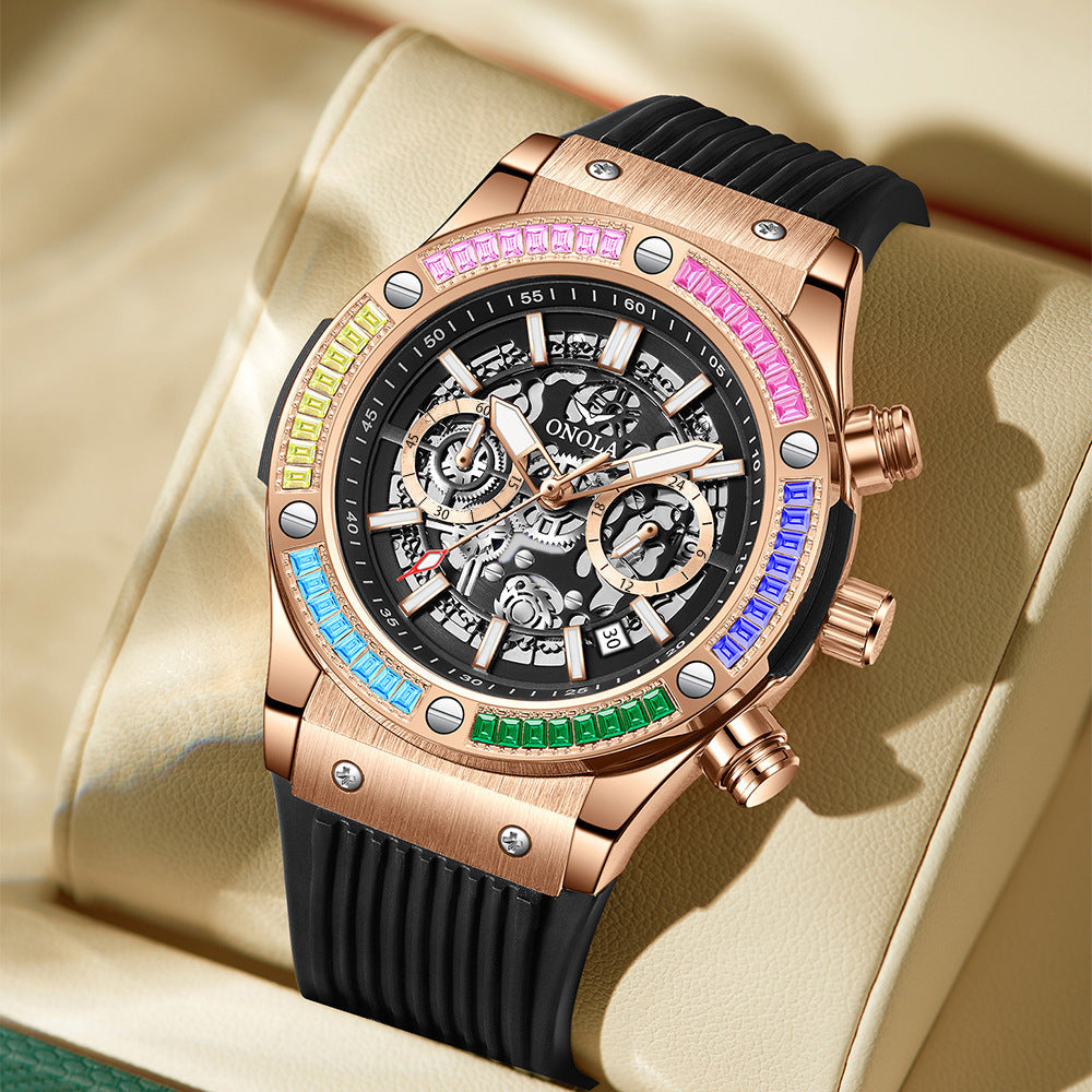 Men's Fashionable All-match Waterproof Multi-functional Quartz Watch