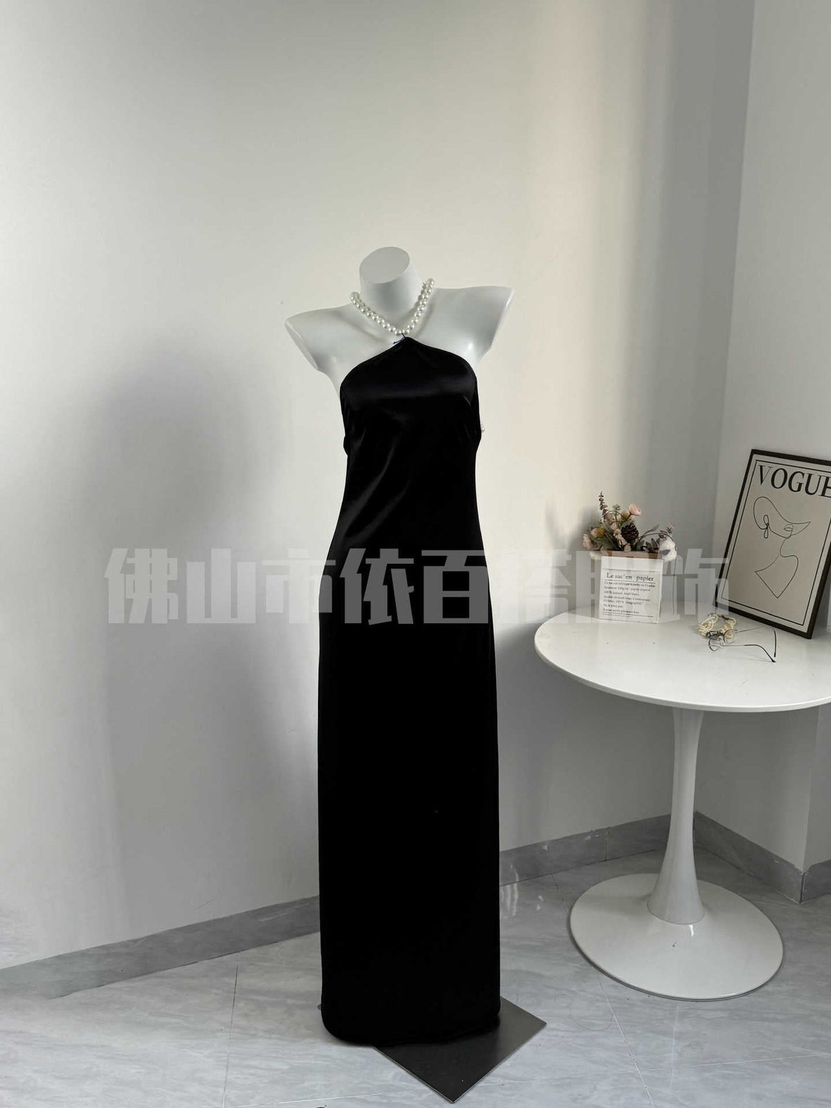 French Sexy Black Premium Halter Backless Dress Birthday Party