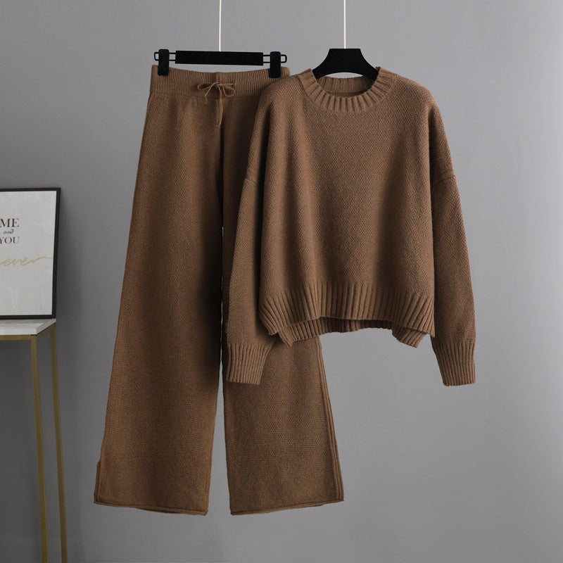 Fashionable Casual Knitted Pants Set For Women