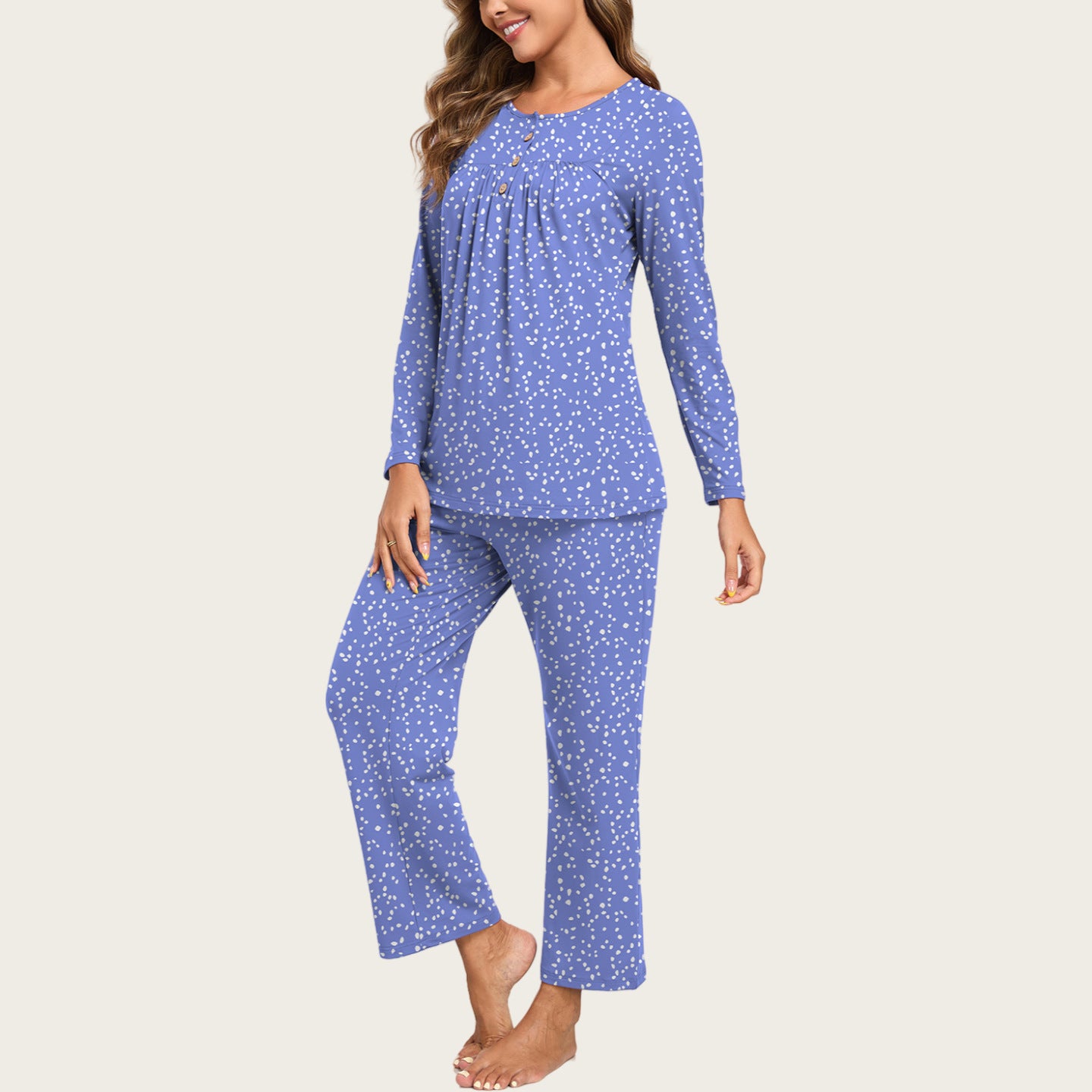 2-Piece Casual Christmas Pajama Set With Pockets
