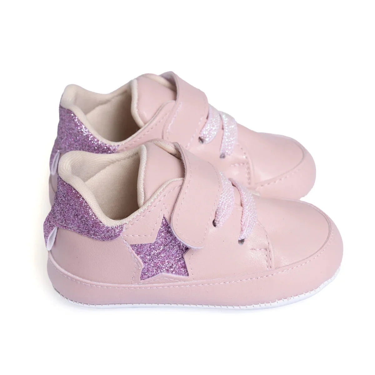 Papulin Star Print Faux Leather First Walker Baby Shoes