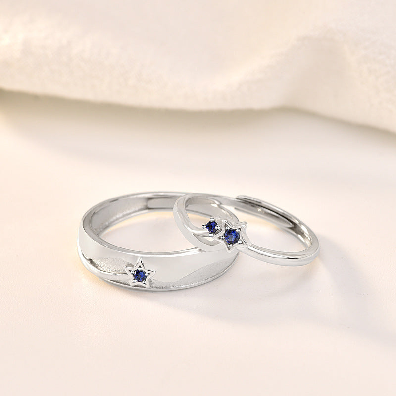 Liming Original S925 Sterling Silver Couple Ring A Pair Of Korean Ins Style Simple Valentines Day Opening Ring Gift