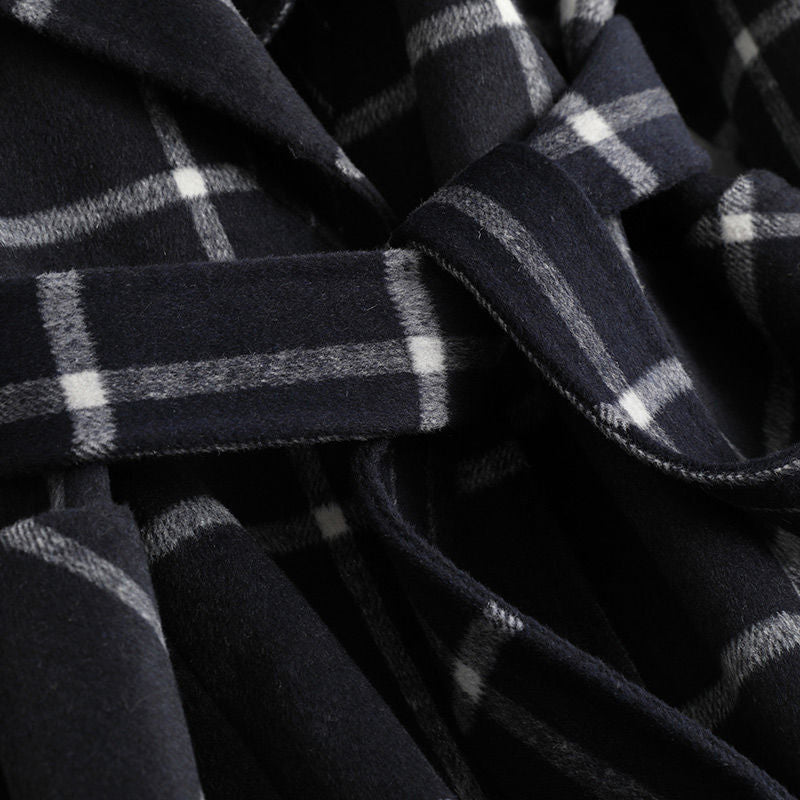 Grid Coat Women's Mid-length Woolen Coat Women