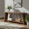 180cm Rustic Walnut Console Table - Entryway & Sofa Table with Geometric Accents
