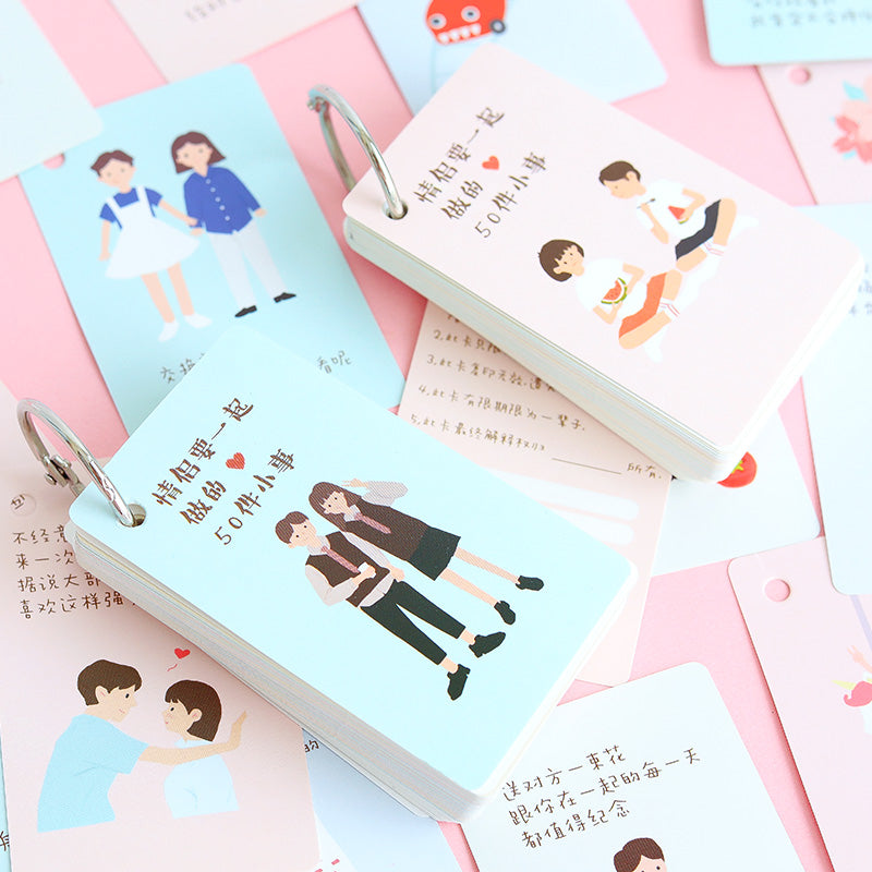 Couple Punch Card Challenge Record Book Card Gift Box