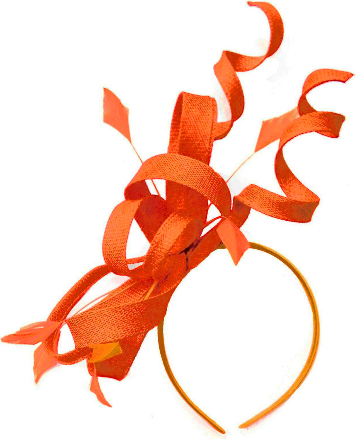Caprilite Orange Swirl Loop Sinamay Headband Fascinator for Women Wedding Ascot Races