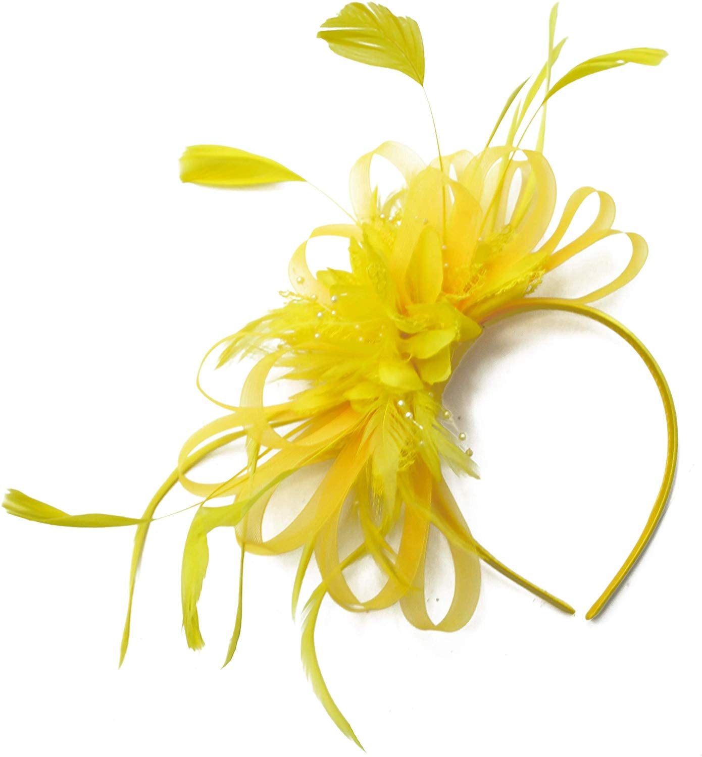 Caprilite Yellow Fascinator on Headband Alice Band UK Wedding Ascot Races Derby