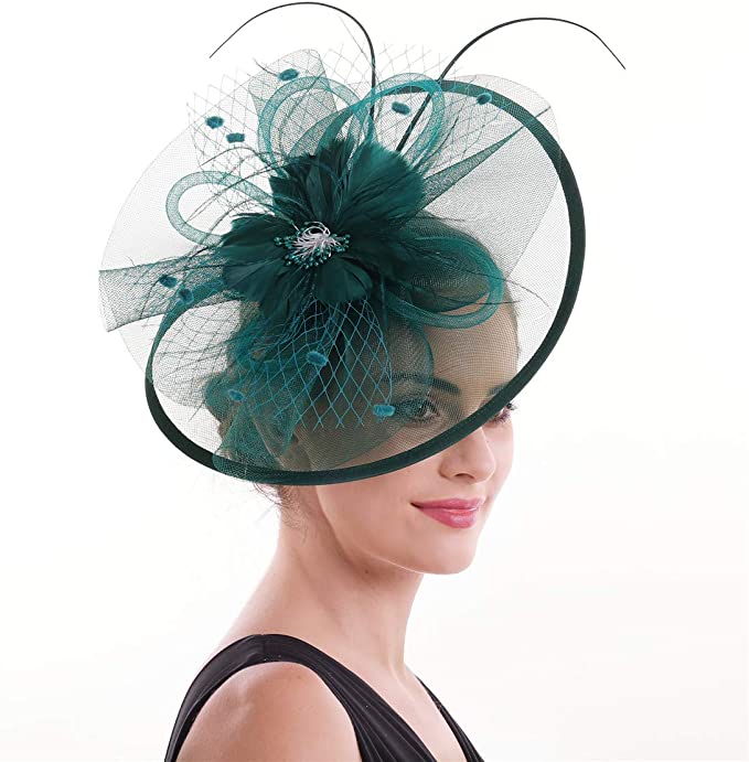 Large Flower Disc Fascinator net on Headband and Clip