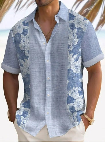 Beach Striped Shirt Short Sleeve Men