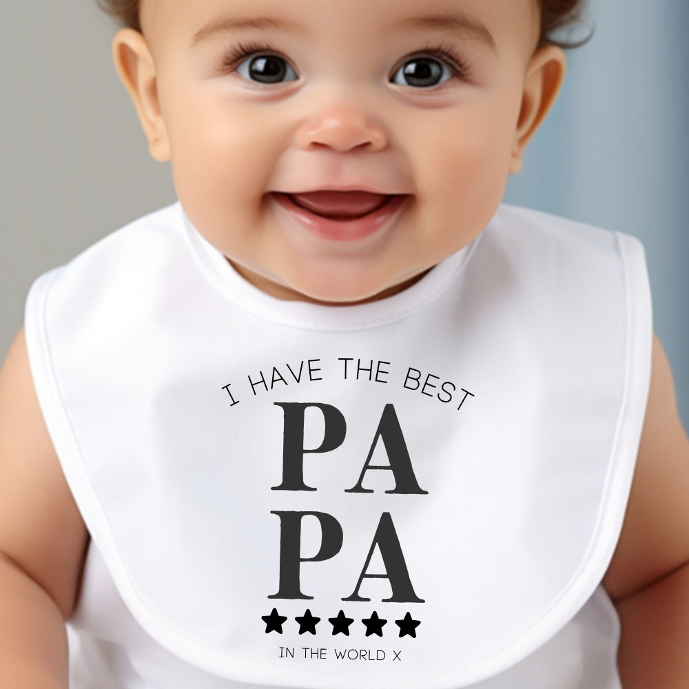 Personalised Best Papa Baby Grow, Vest or Bib with Name