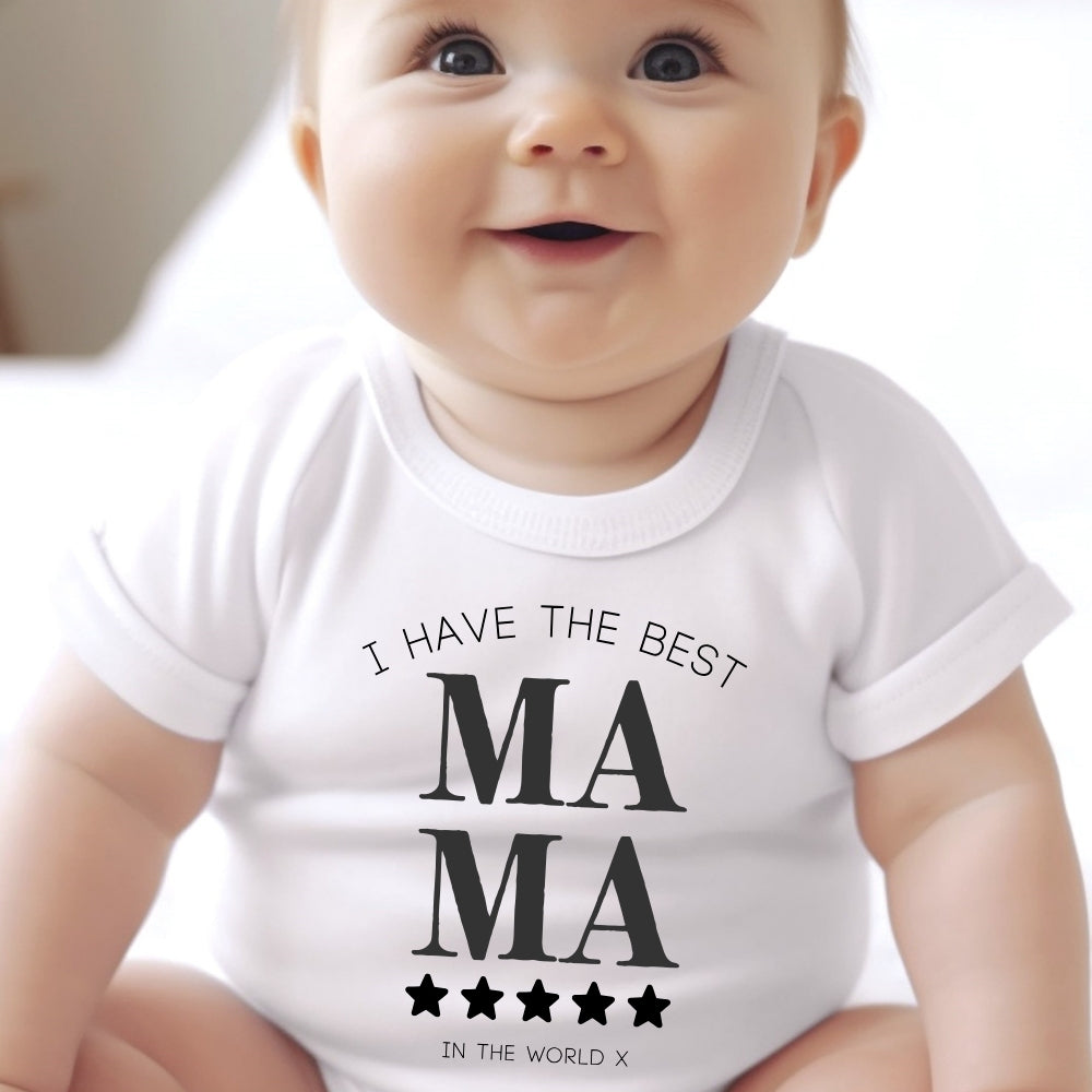 Personalised Best Mama Baby Grow, Vest or Bib with Name