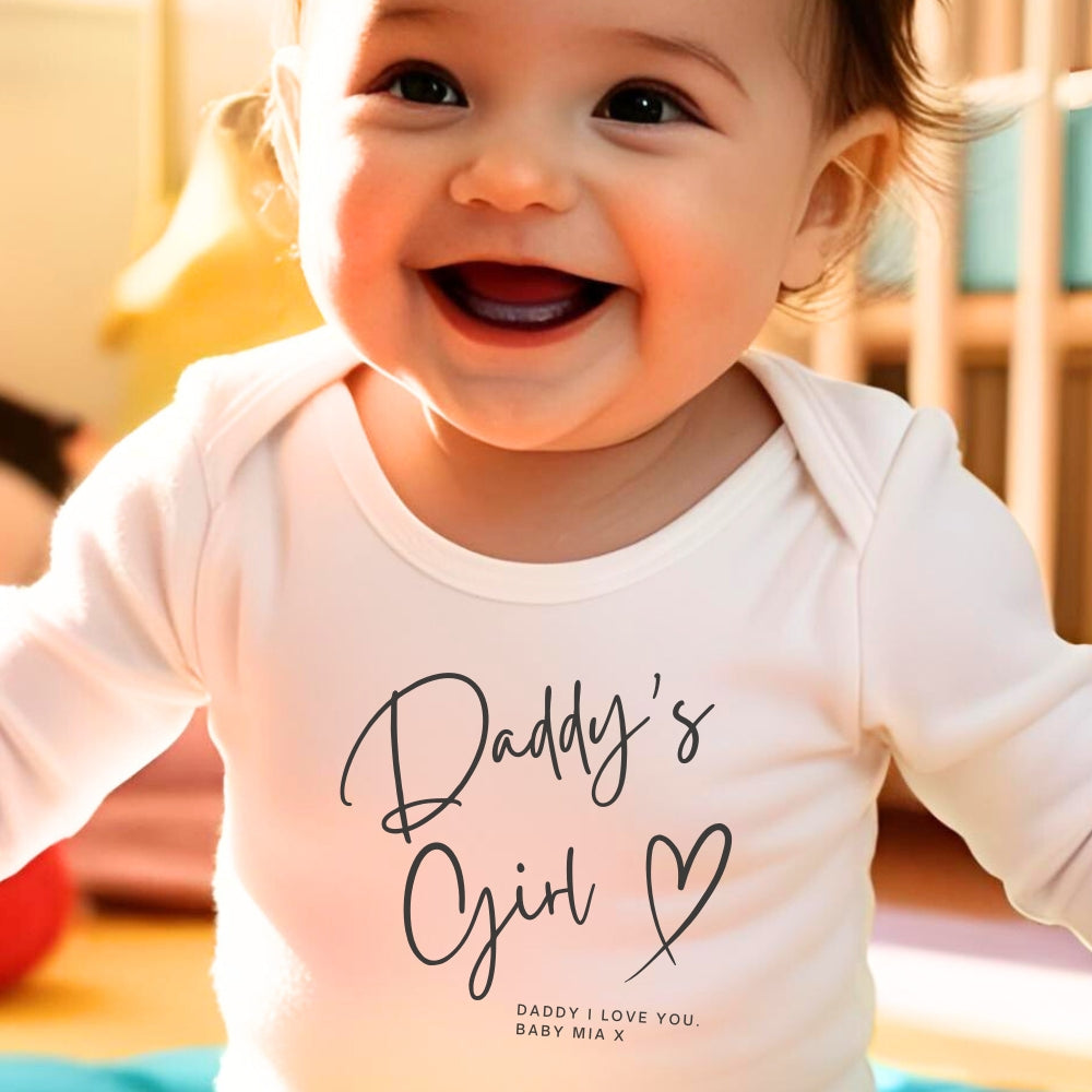 Personalised Daddy's Girl Baby Grow, Vest or Bib with Name