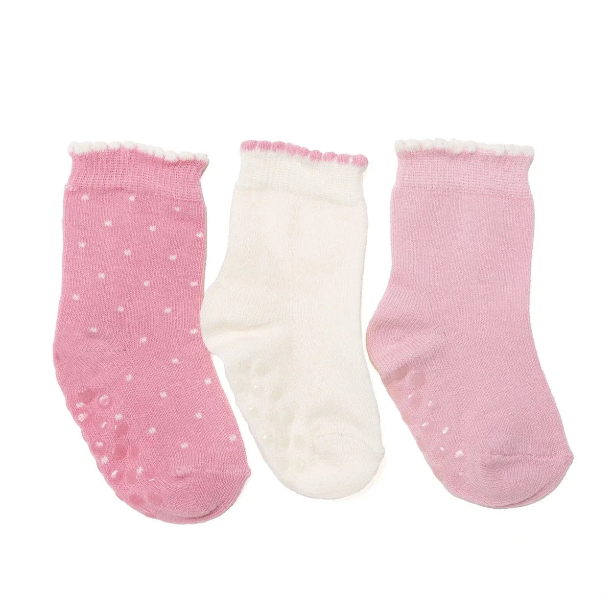 HelloBaby 3 Pack Polka Dot Non-Slip Baby Socks (Newborn to 4-5 Years)