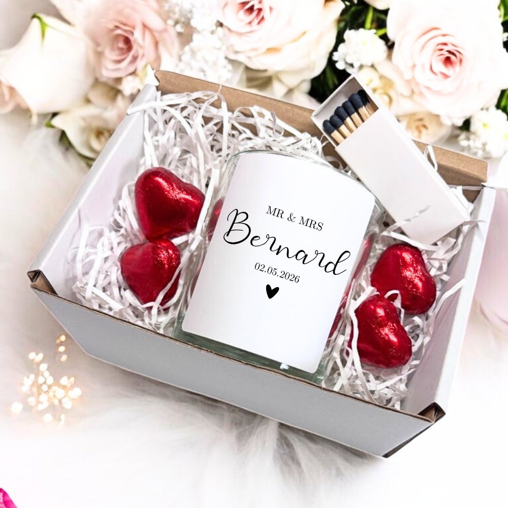 Personalised Mr & Mrs Wedding Candle Gift Set | Couples Engagement