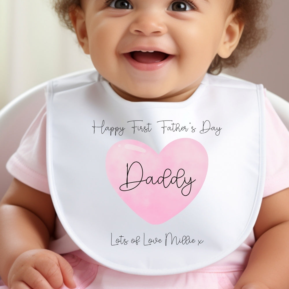 Personalised Pink 1st Fathers Day Babygrow | Name Vest or Bib UK