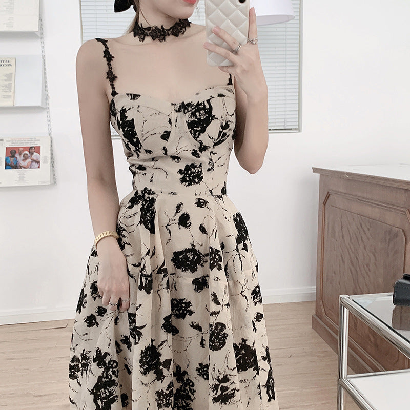 Retro Niche Design Suspender Backless Dress For Women