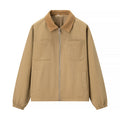 Women's Casual Zipper Short Jacket Coat Lapel Fashion Jacket