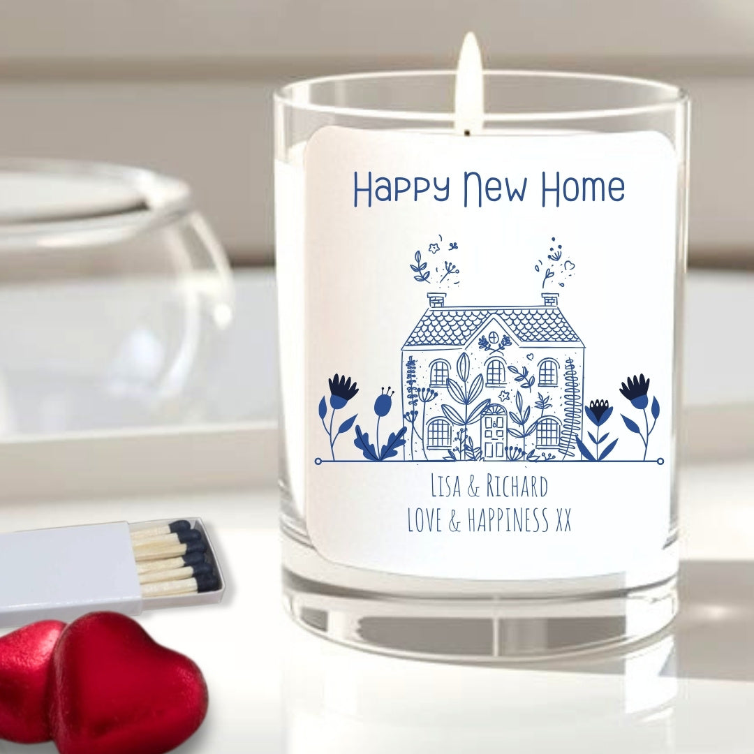 Personalised Happy New Home Candle Gift Set | Keepsake for Family, Friends