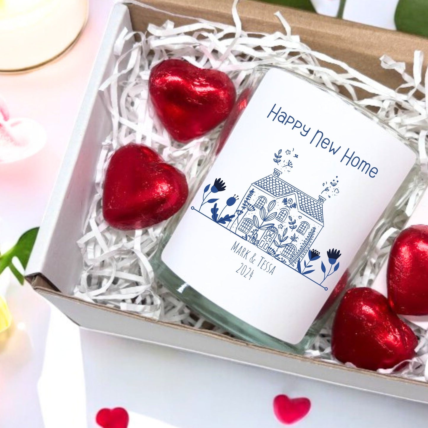 Personalised Happy New Home Candle Gift Set | Keepsake for Family, Friends