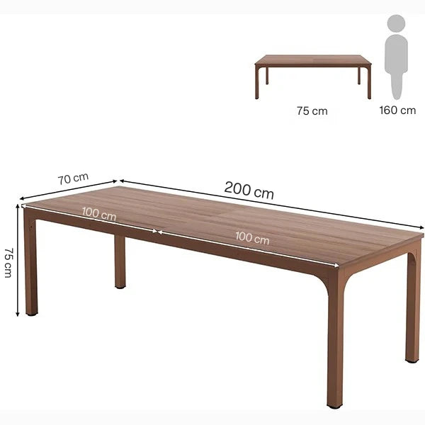 200cm Modern Extra Long Desk - Large Walnut Home Office Workstation