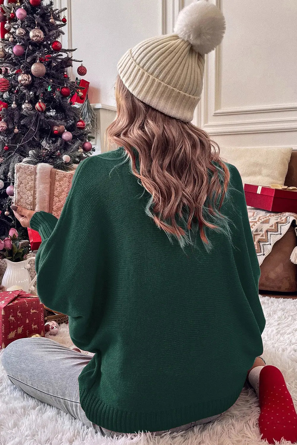 Fiery Red High Neck Sweater for a Stylish Christmas