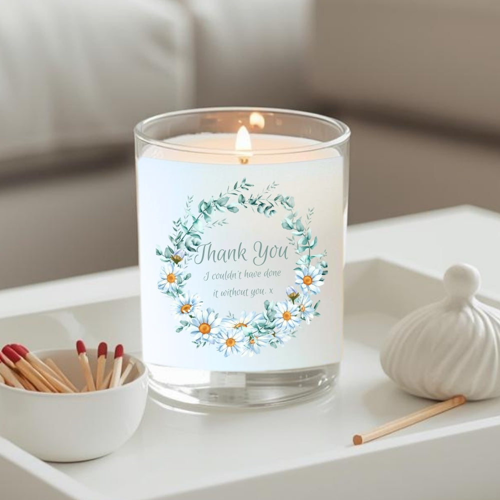 Personalised Thank You Daisy Flowers Candle Gift Set | Teacher, Friend, Family