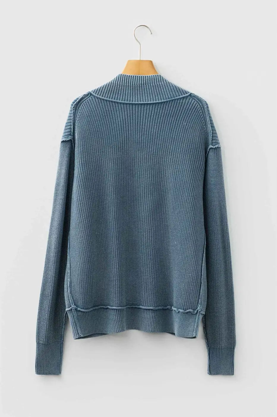 Stonewash Patchwork Knit Open Cardigan Women UK