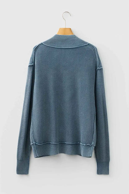 Stonewash Patchwork Knit Open Cardigan Women UK