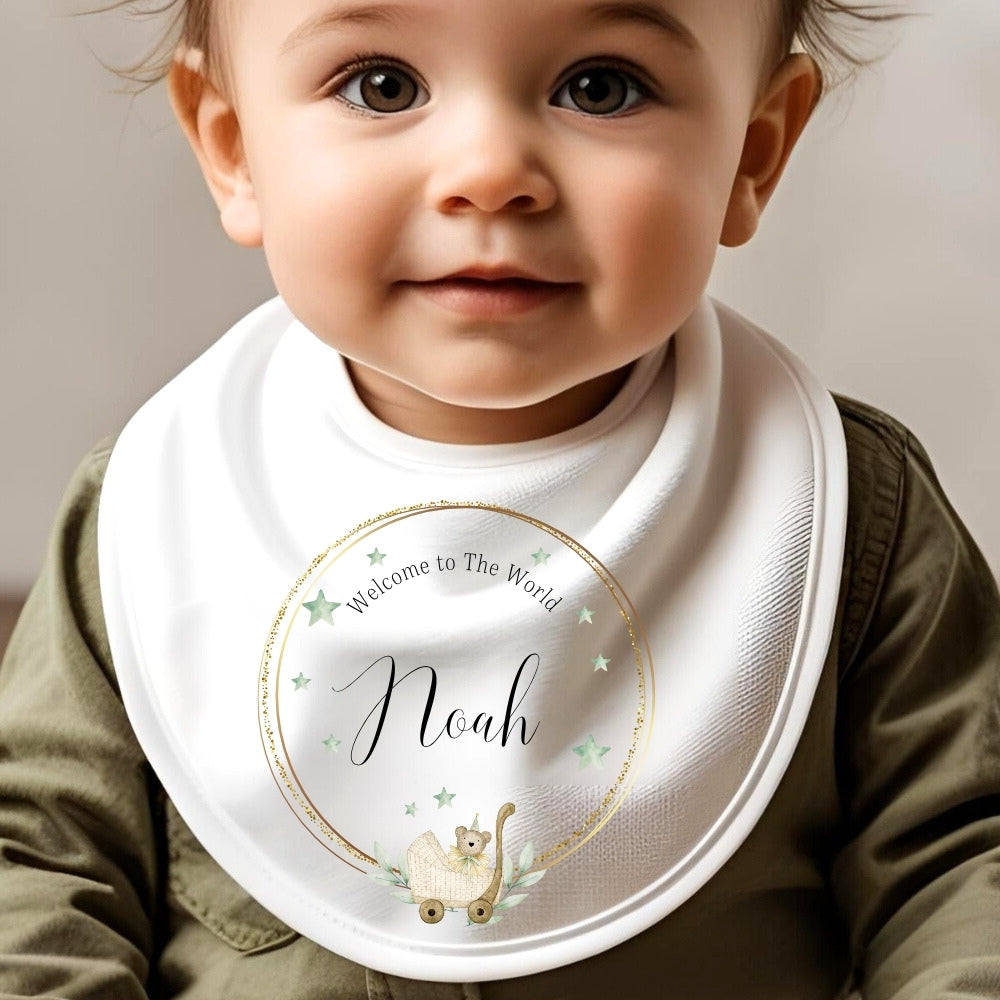 Personalised Welcome to the World Baby Grow, Vest or Bib with Name