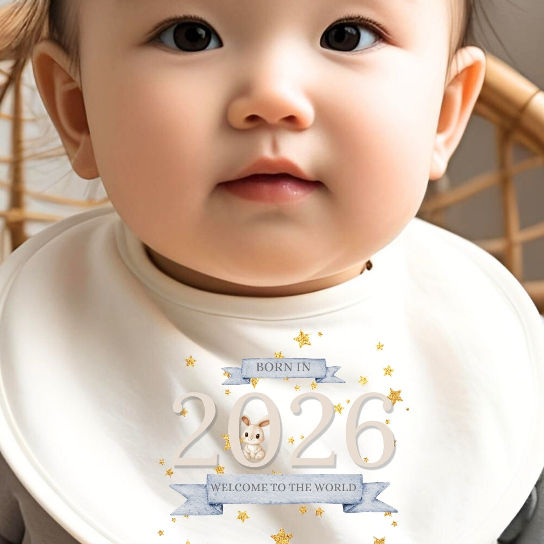 Personalised Bunny Welcome World Baby Grow, Vest or Bib with Name