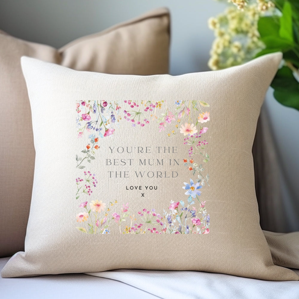 Personalised Best In The World Cushion | Mum, Friend, Nana, Aunty
