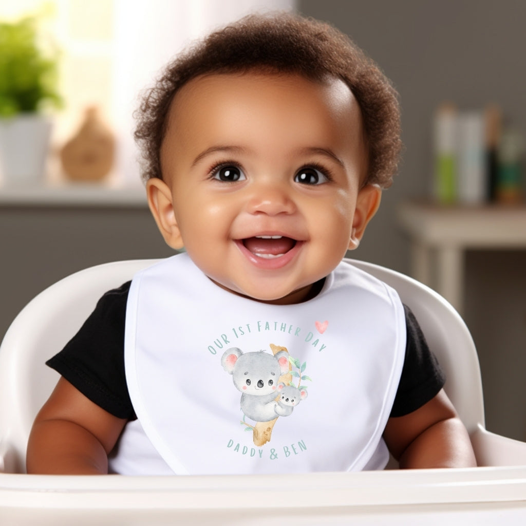 Personalised 1st Fathers Day Koala Babygrow | Name Vest or Bib UK