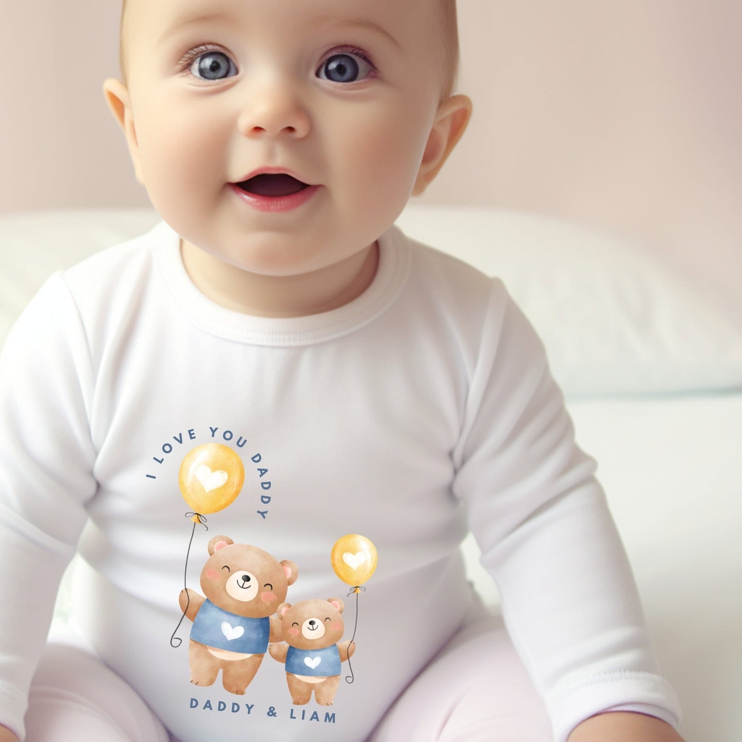 Personalised Daddy & Little Bear Babygrow | Name Vest or Bib UK