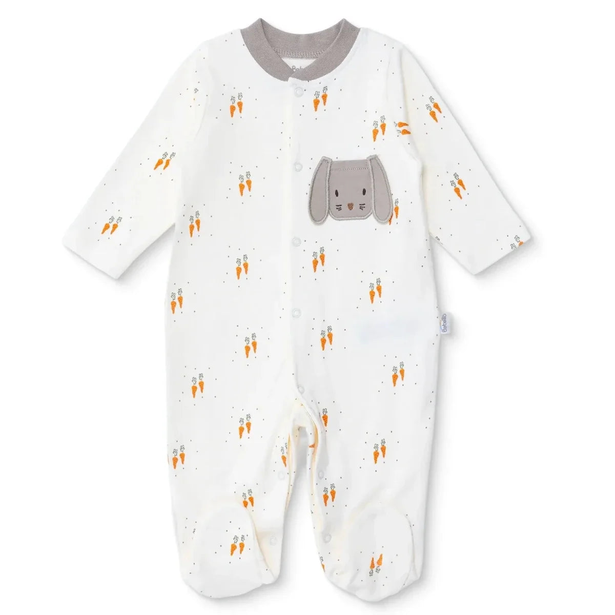 Bebetto Bunny Embroidered Long Sleeve Interlock Baby Sleepsuit with Feet (Newborn to 6-9 Months)