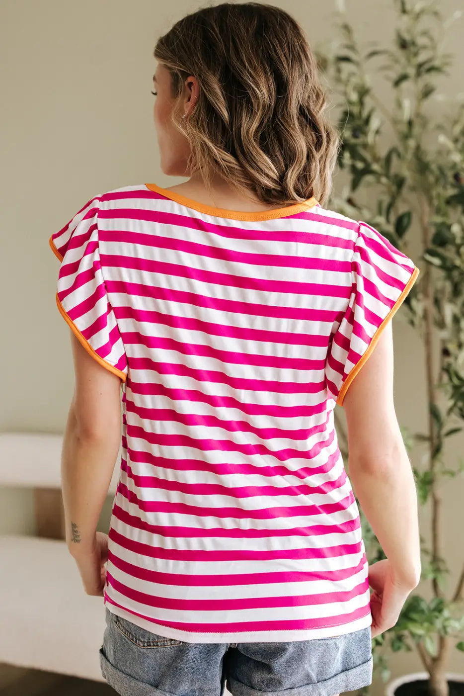 Rose Red Striped Blouse Women UK | Casual Summer