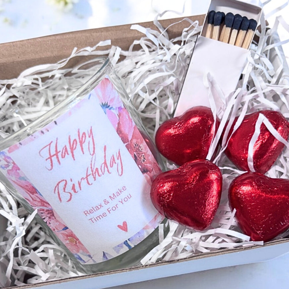 Personalised Pink Happy Birthday Candle Gift Set | Mum, Gran, Sister, Friend