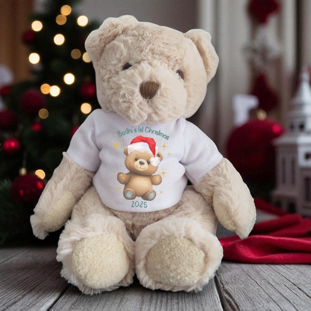 Personalised Happy 1st Christmas Teddy Gift Hamper Baby Gift Hamper - Teddy & Vest