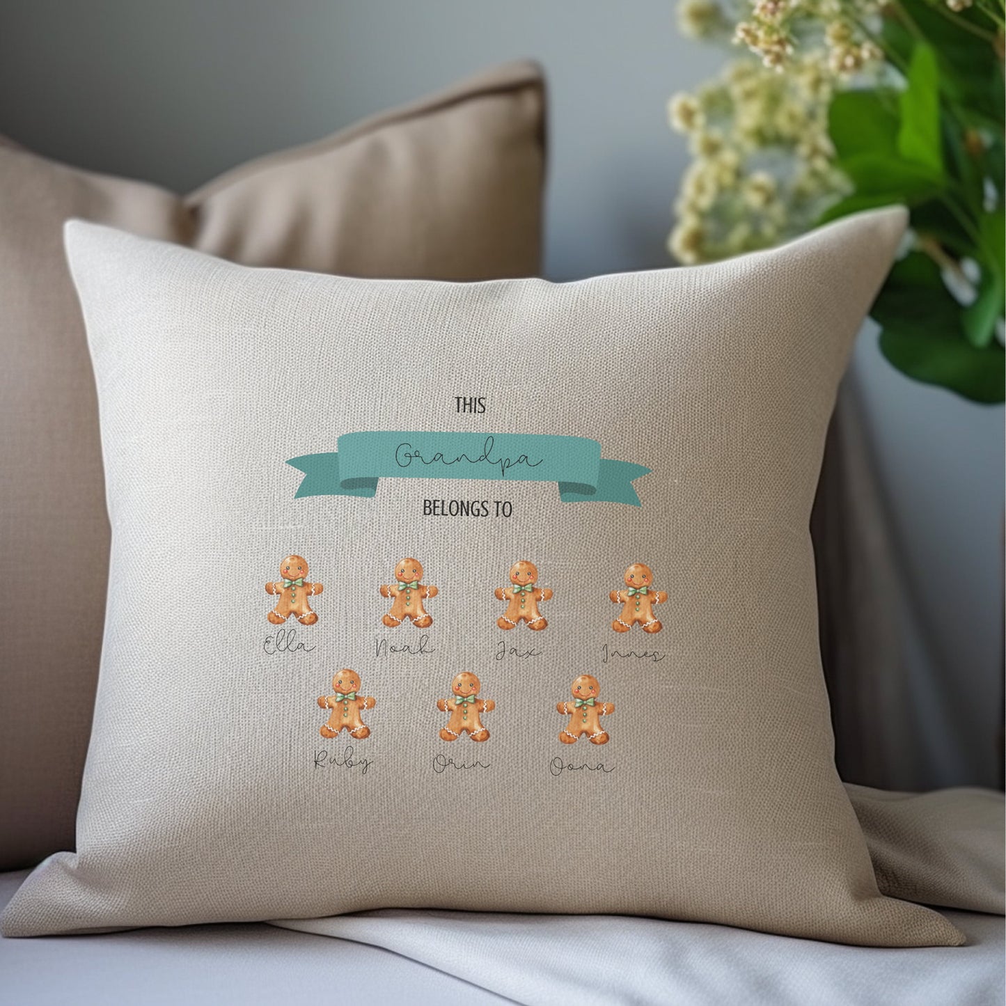 Personalised Christmas Gingerbread Man Cushion