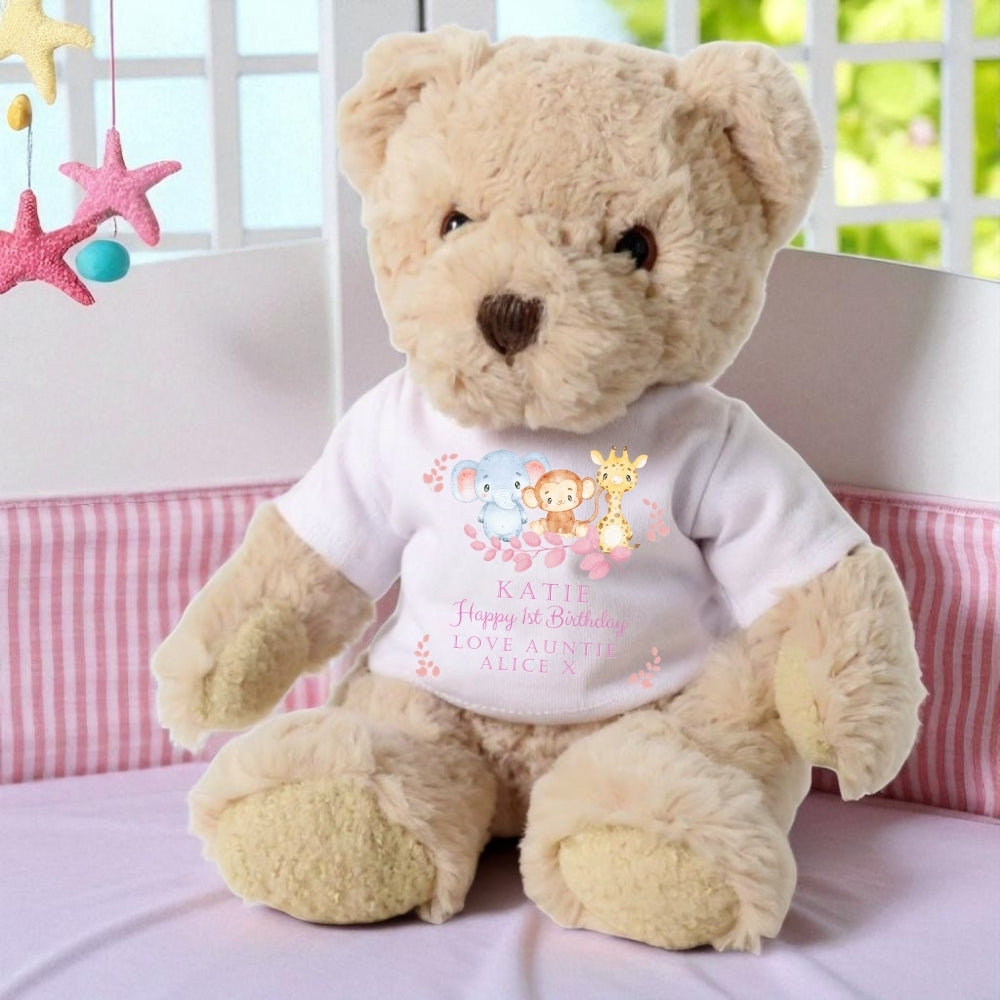 Personalised Luxury Teddy Bear Animals Girls Birthday T-shirt