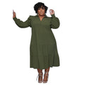 Women's Fashion Ruffle-Shoulder Long-Sleeve Layered Dress