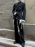 Black Deconstructed Waist-Tie Blazer
