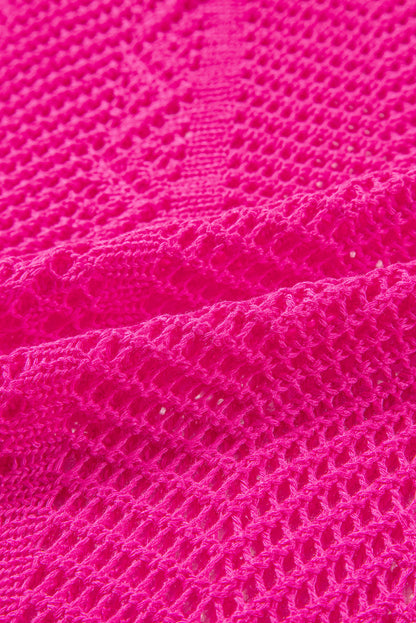 Pink Pointelle Knit Top Women UK | Scalloped Short Sleeve