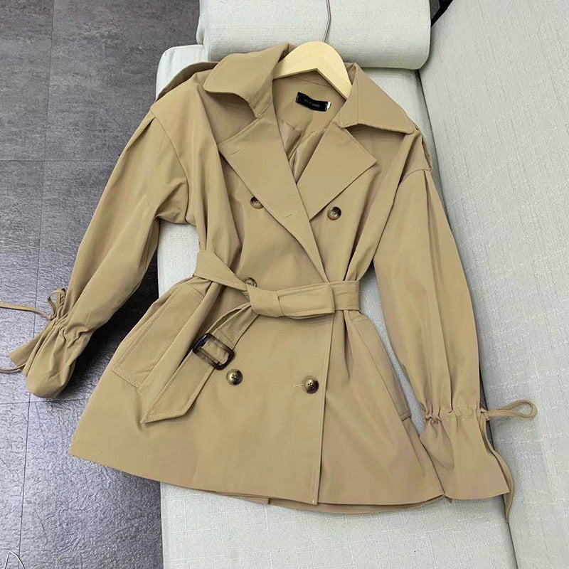 New British Style Waist Flared Sleeve All-match Trench Coat